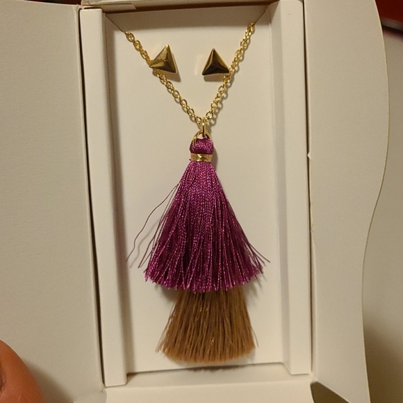 Tassel Necklace and Earring Set - Picture 3 of 4